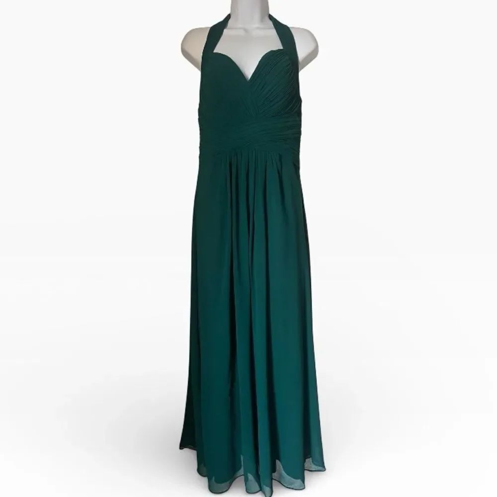 Ever-Pretty Dark Green Bridesmaid Ruched Sweetheart Halter Chiffon Maxi Dress 8